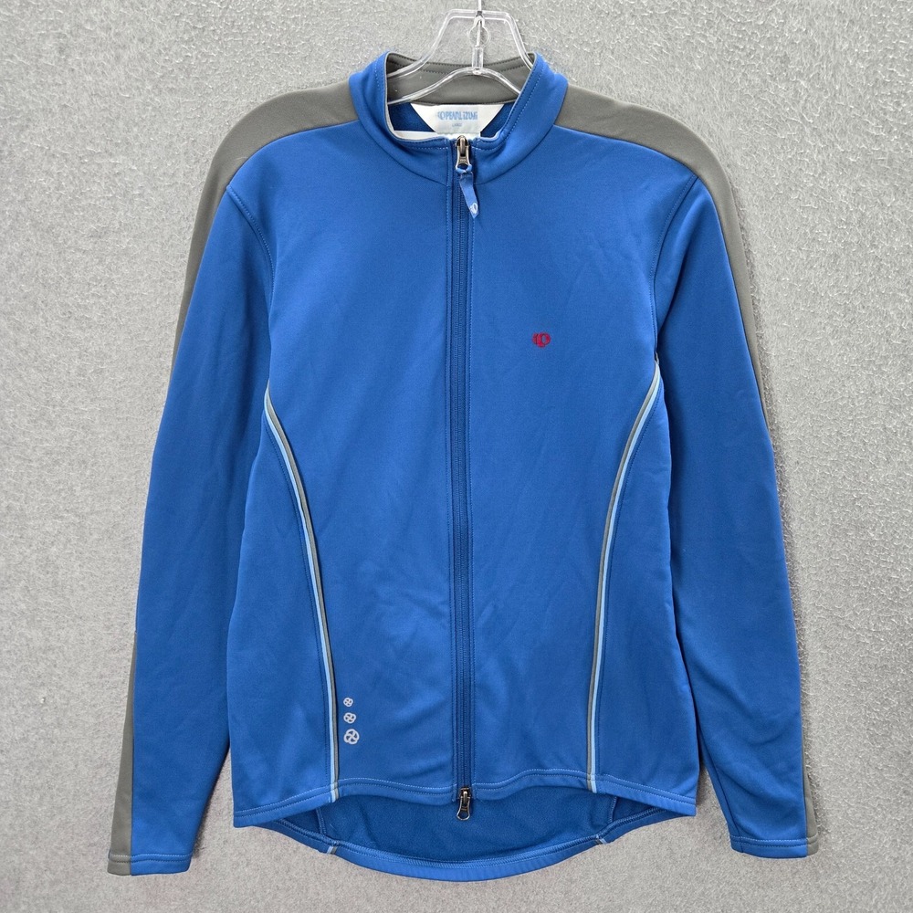 Pearl Izumi Men Activewear Jacket Large Blue Cycling Full Zip Pockets Mock Neck